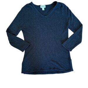 Chico's Design Women's Black‎ Knit Mid-Length V-Neck Sweater Size M/8 Vintage